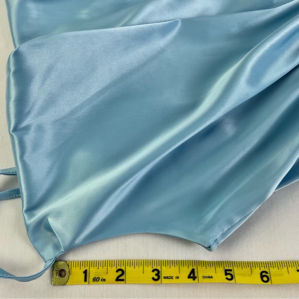 AKIRA women’s blue Slip satin Romper tie-front, elastic waist band Size S NWOT‎ - Picture 12 of 16